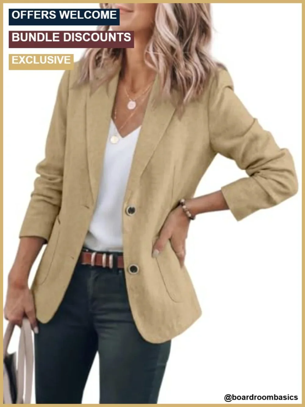 Women's Cotton Linen Blazer Long Sleeve Casual Double Button Notch Lapel Jacket